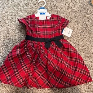 Carter's Red Plaid Dress with Black Bow Waistband